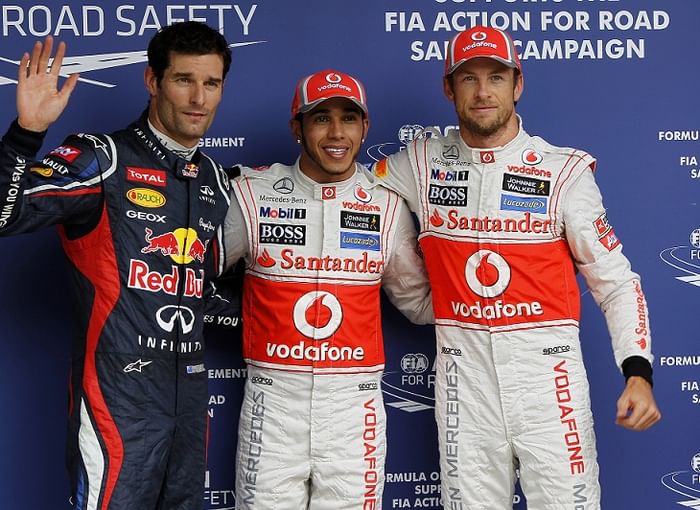 Hamilton leads all-McLaren front row